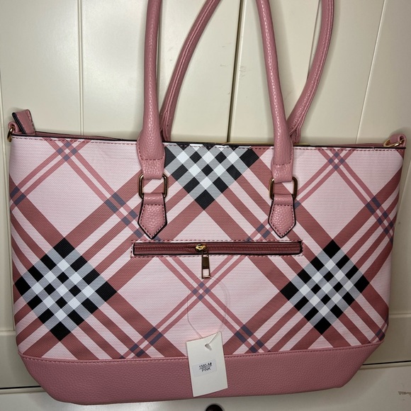NWT Large handbag/tote. Pink & Black 17"x11"x 5" - Picture 3 of 5